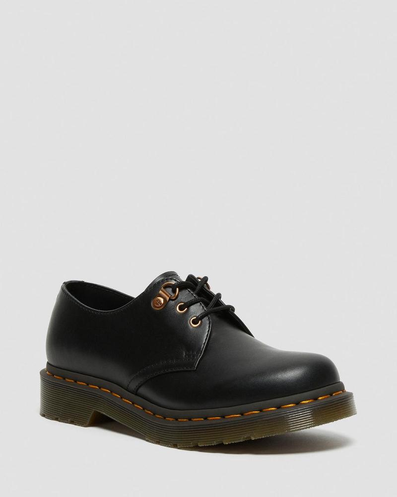 Dr Martens 1461 Rose Gold Hardware Læder Oxford Sko Dame Sort | DK 367PJJ